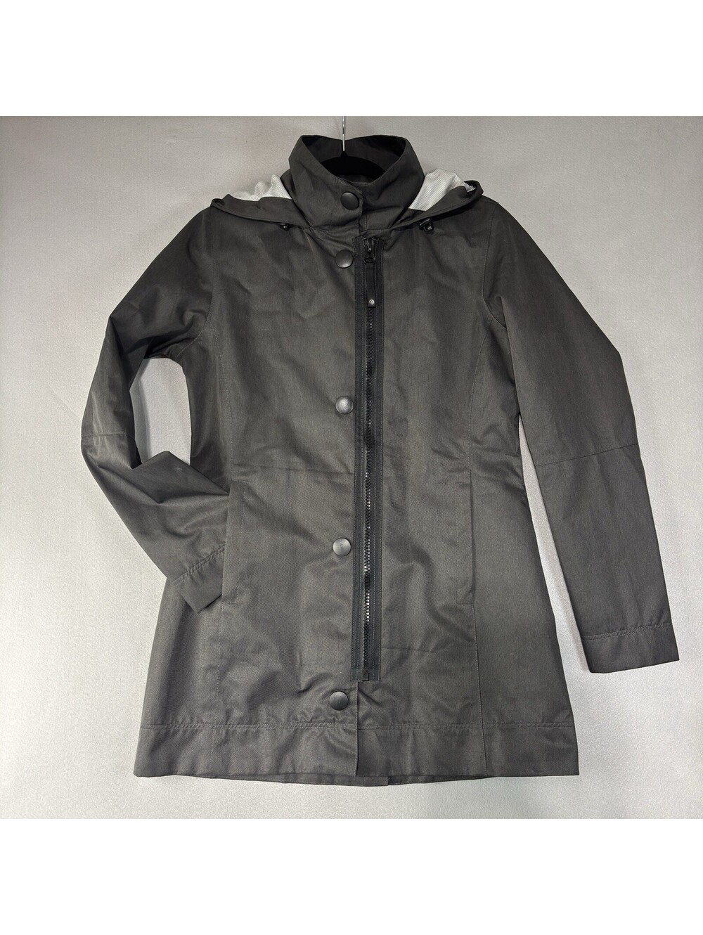 MPG Womens Hooded Windbreaker Jacket Gray Size Small